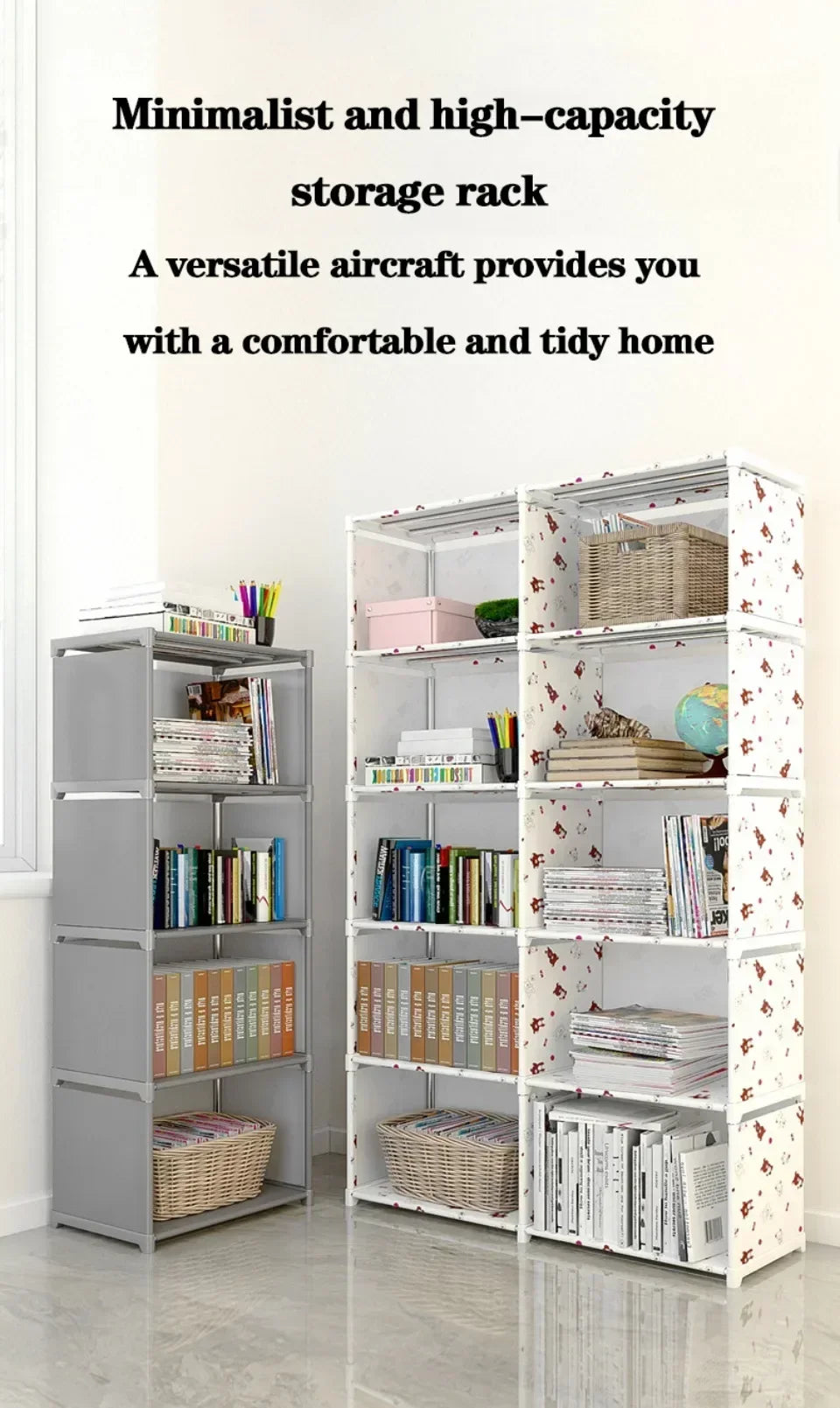 Multi-Layer Bookshelf Storage Rack for Living Room
