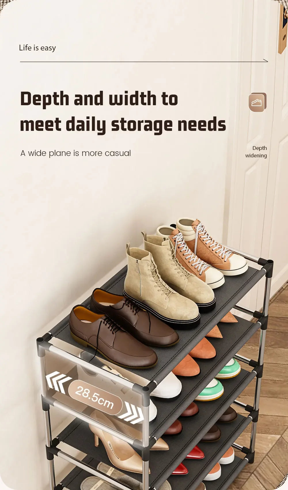 Metal Shoe Rack – Space Saving Black Shoe Storage Organizer