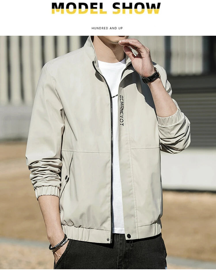 Men’s Autumn Stand Collar Jacket – Korean Style