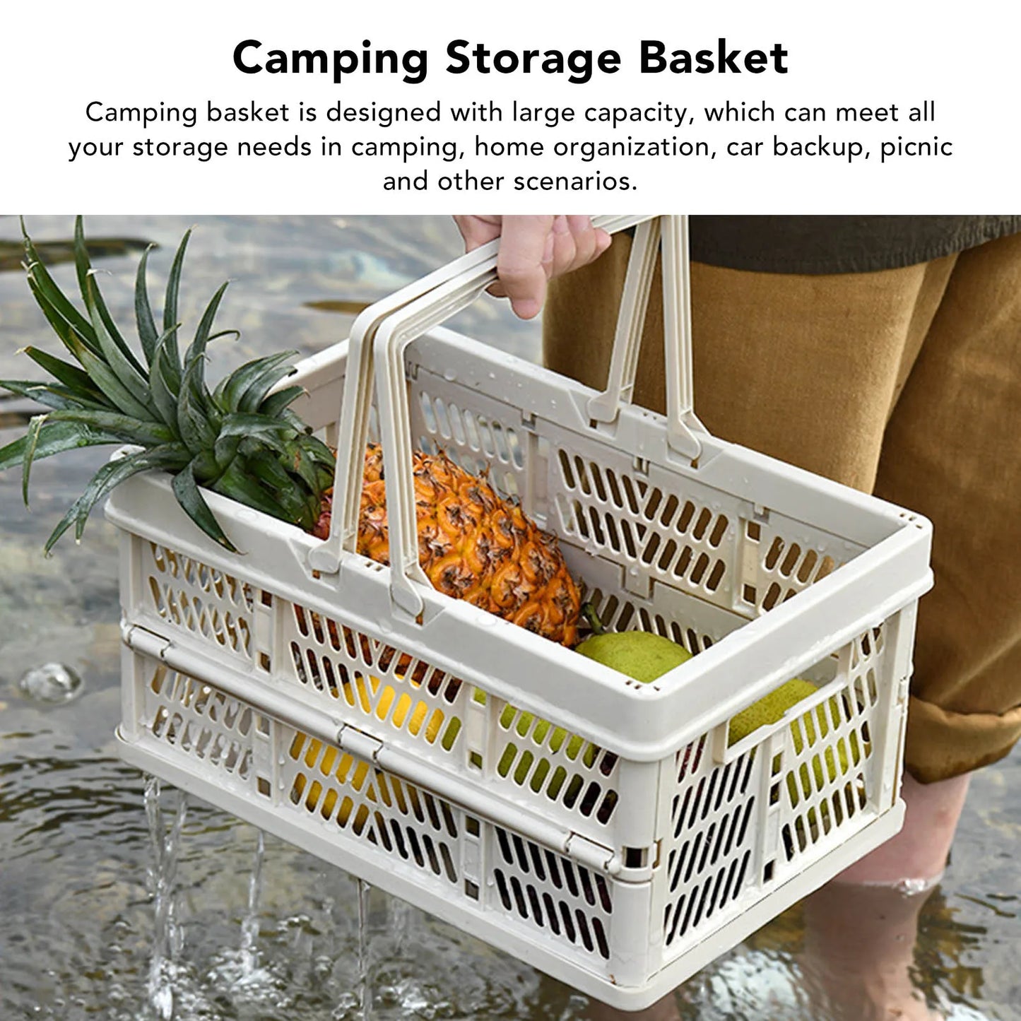 Foldable Camping Storage Basket Large Capacity