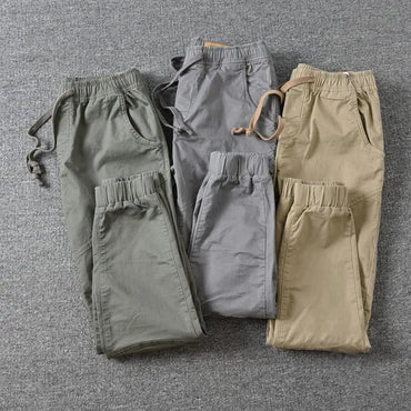 Men’s High Waist Cargo Pants – Casual Vintage Cropped