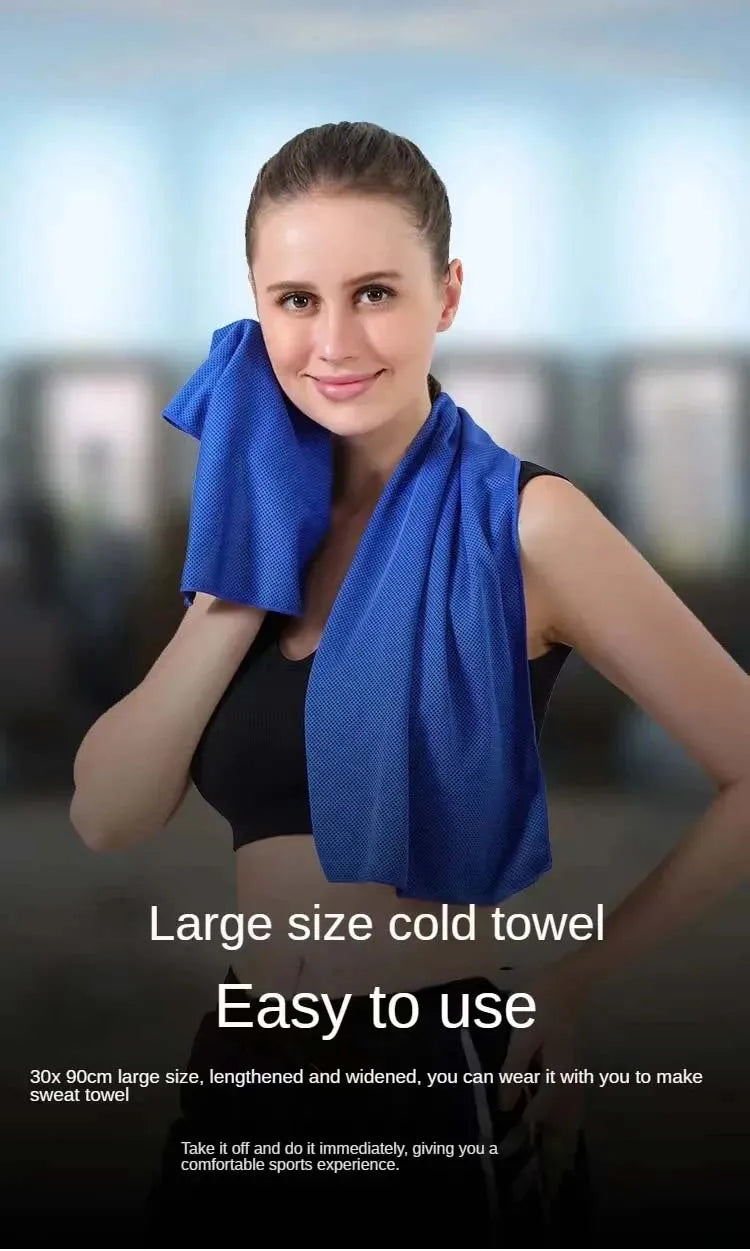 Sport Towel with Mini Silicon Gel Set Portable Breathable Sweat Absorption  Fitness Sport GYM Running Outdoor Quick Dry Cool