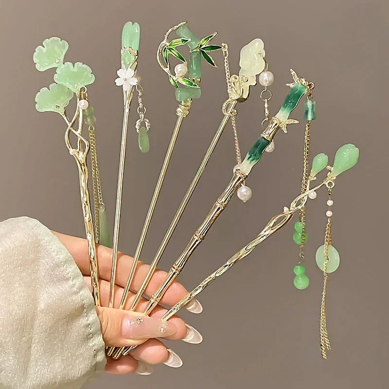 Chinese Style Bamboo Tassel Hairpin – Hanfu Headwear