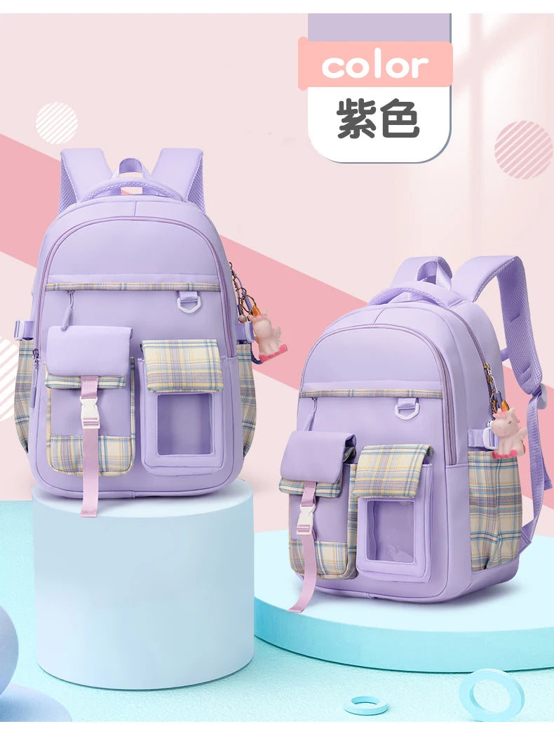 2025 New - Style Schoolbag for Primary School Girls, Suitable for Grades 1, 3 to 6, Child-Friendly, Load-Reducing and Spine