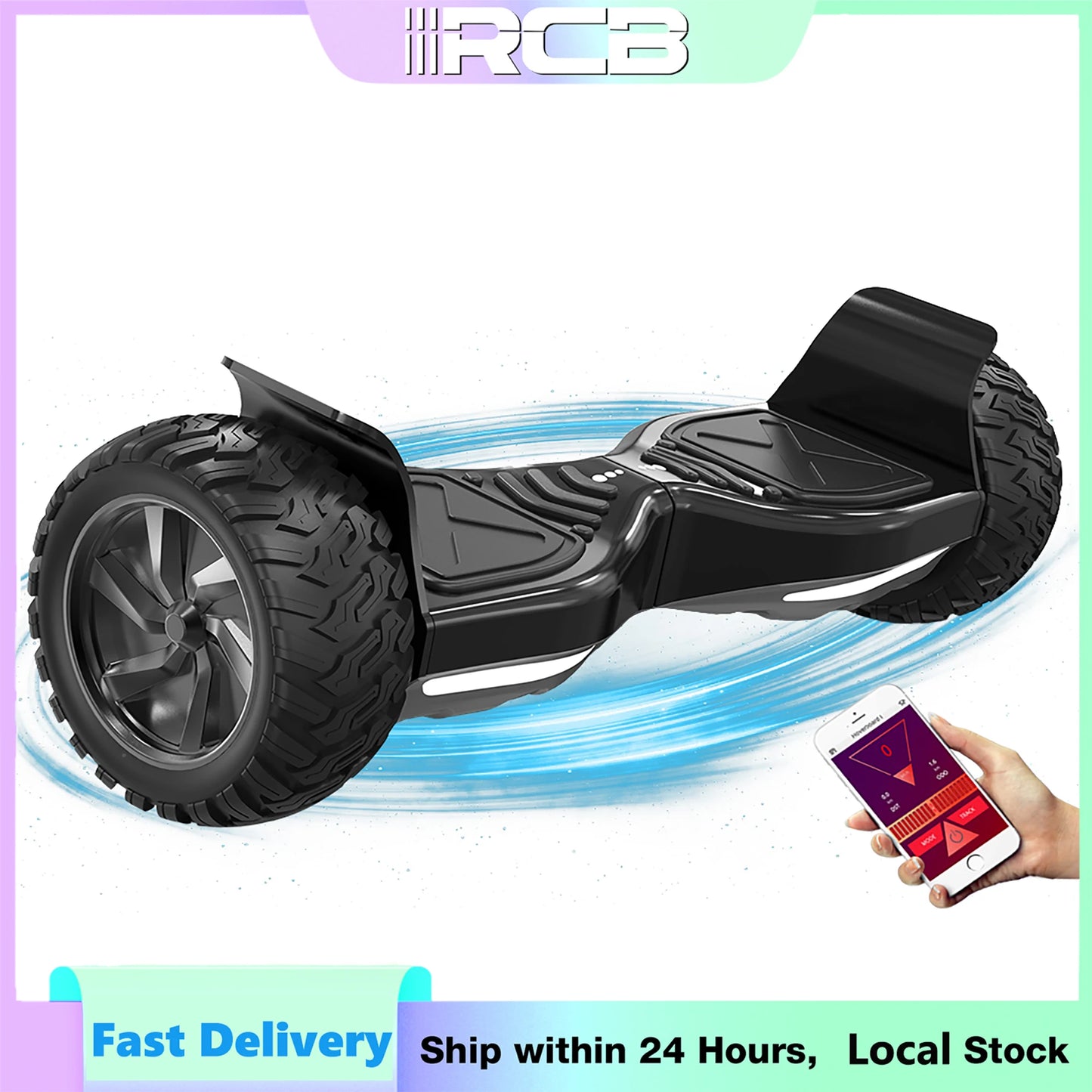 RCB Hoverboard 8.5" all terrain hoverboards, APP control, integrated LED Bluetooth with powerful motor, electric skateboard