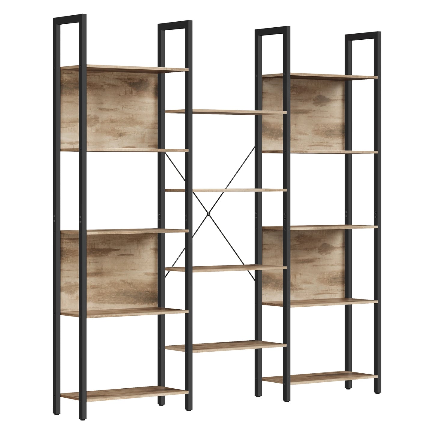 VASAGLE Bookcase, Bookshelf with 14 Shelves, Metal Frame, Shelf Unit for Living Room, Home Office, Industrial Style