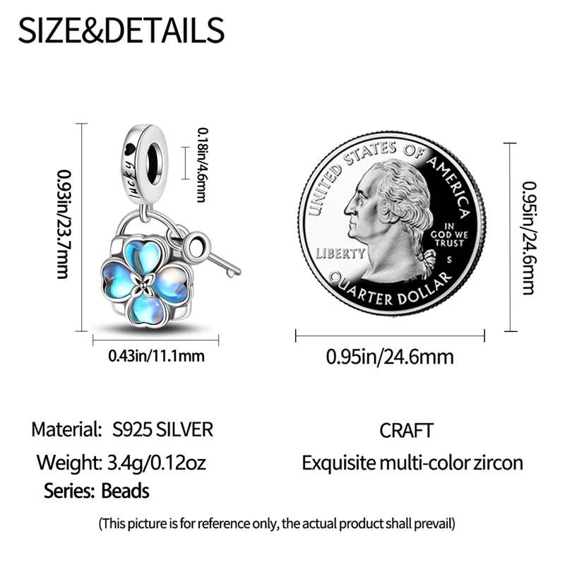 925 Sterling Silver Colorful Koi Pendant Beads Lucky Charm for DIY Bracelets