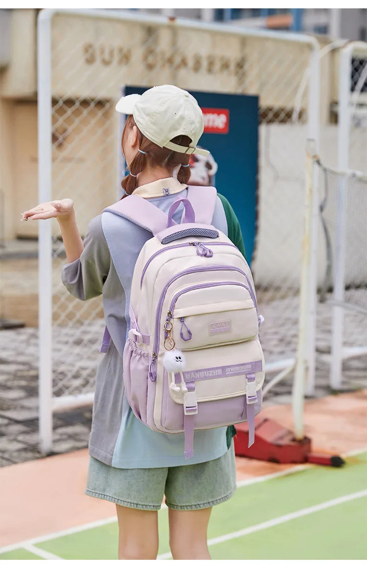 School Bags for High School Girls Fashion Large Capacity Travel Backpack Black and White Lightweight College Student Backpack