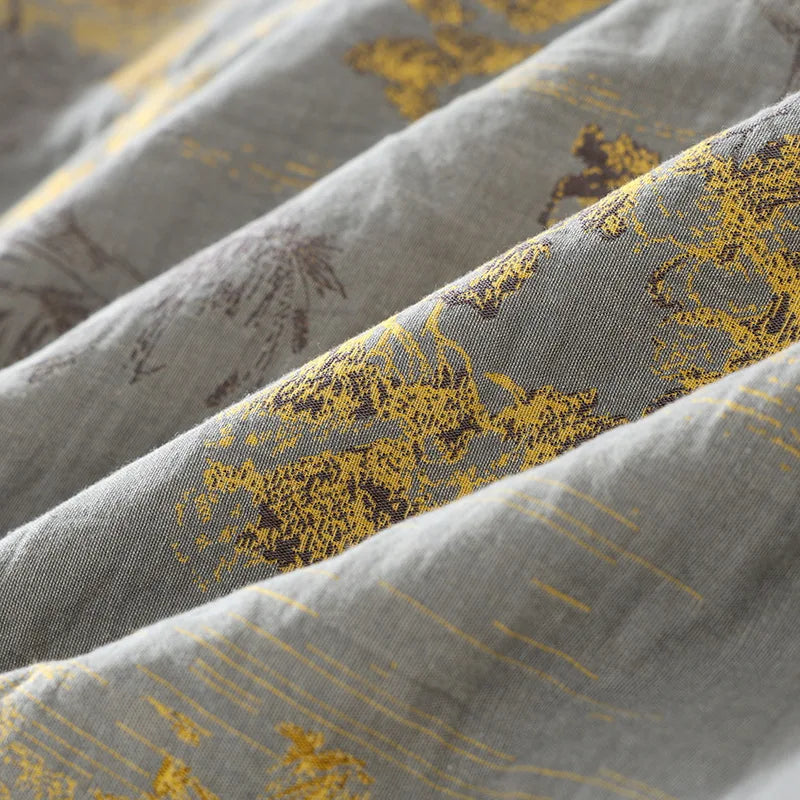 Men’s Cotton Kimono Pajama Robe – Jacquard Print Loungewear