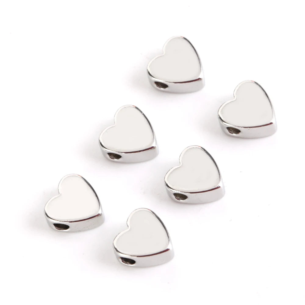 30pcs Gold & Silver Heart Spacer Beads