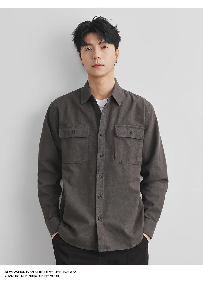 Men’s Cotton Work Shirt Jacket – Autumn Outdoor Safari Style