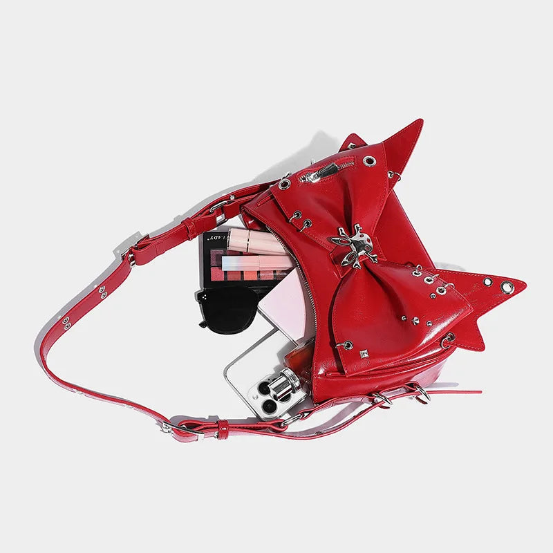 Spice Girl Rivet Bolsos Mujer Motorcycle Bow Bag Underarm Shoulder Bags American Style Sac Femme New Adjustable Strap Bolso