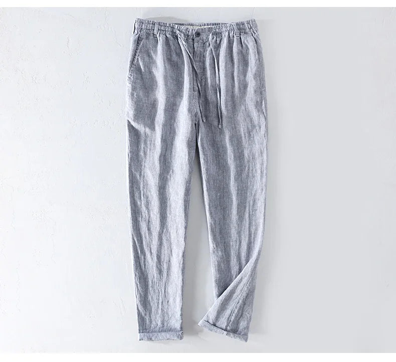 Men’s Linen Dress Pants Casual Loose Summer Trousers
