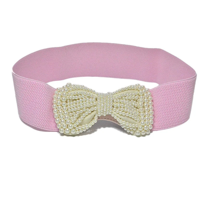 Women’s Large Bowknot Elastic Waist Belt for Dresses