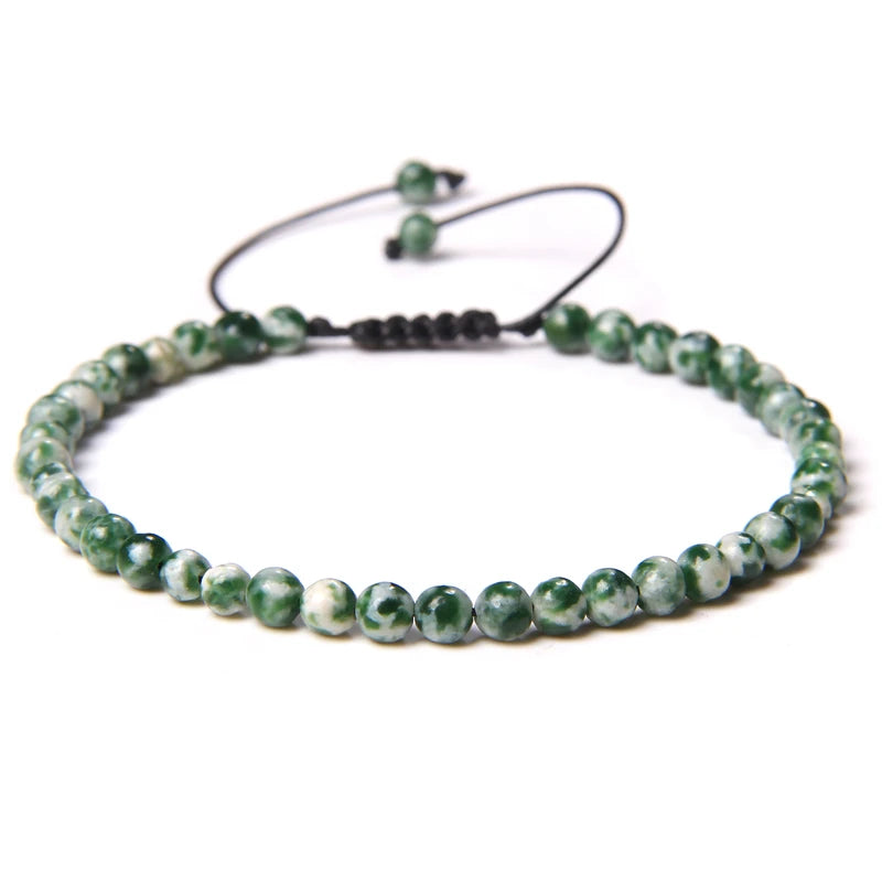 4MM Natural Stone Beaded Bracelet – Adjustable Unisex Quartz