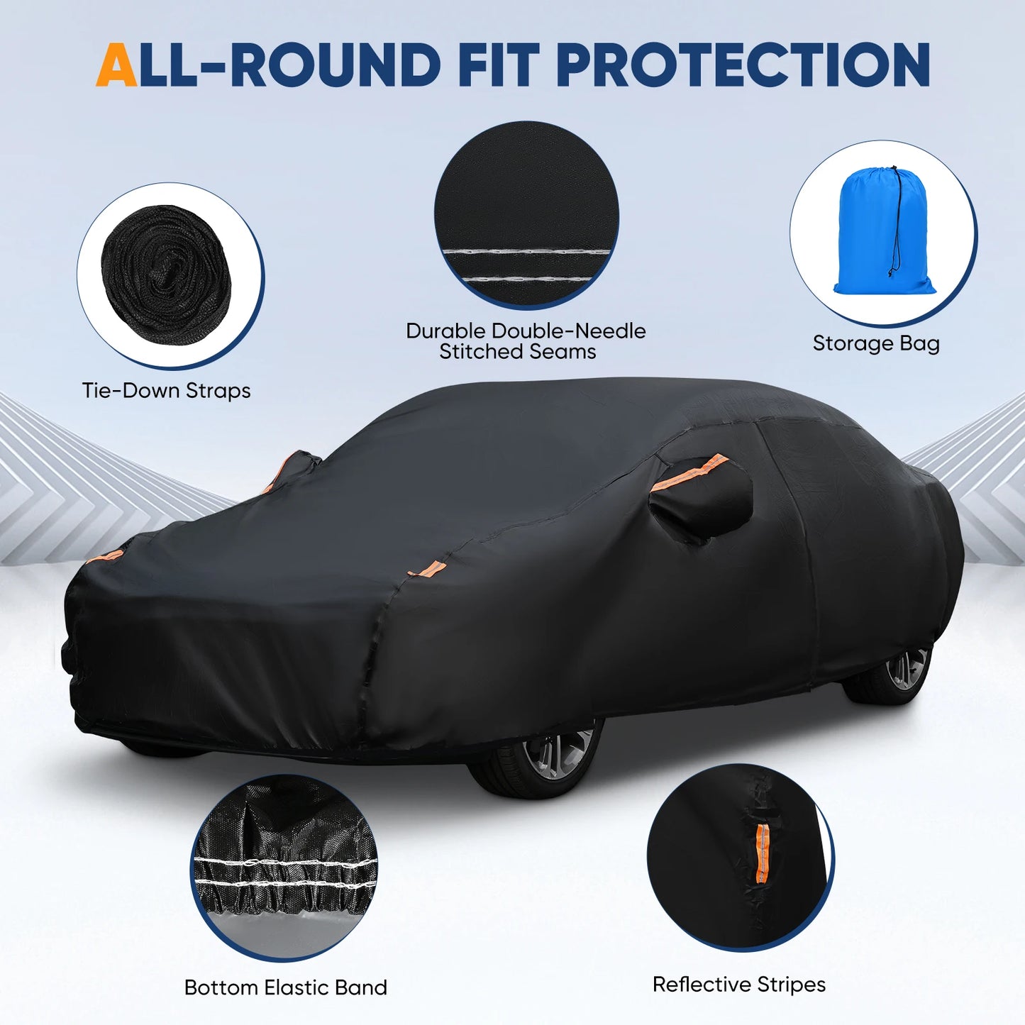 Universal Black Car Cover Dust & Sun Protection
