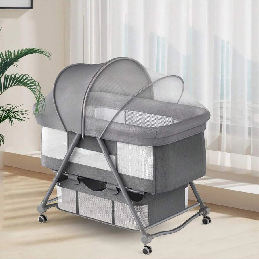 Sejoy 3 in 1 Rocking Crib Baby Bassinet Newborn Beside Sleeper Infant Sleeping Bed Convertible Anti-mosquito Foldable Portable