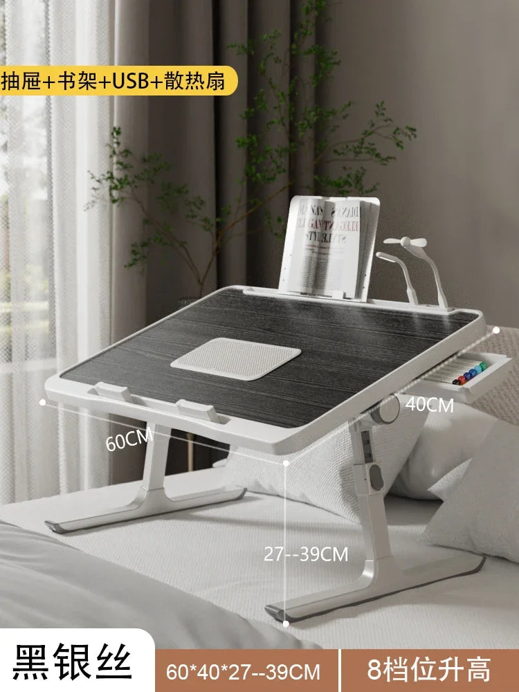 Modern Wooden Office Desk with Keyboard Shelf & Wheels