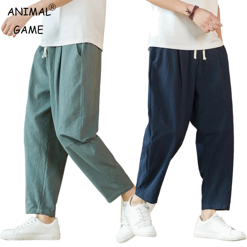 Men’s Cotton Linen Pants – Casual Loose Streetwear