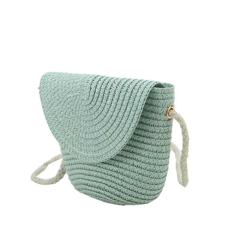 Girls’ Woven Straw Crossbody Shoulder Messenger Bag