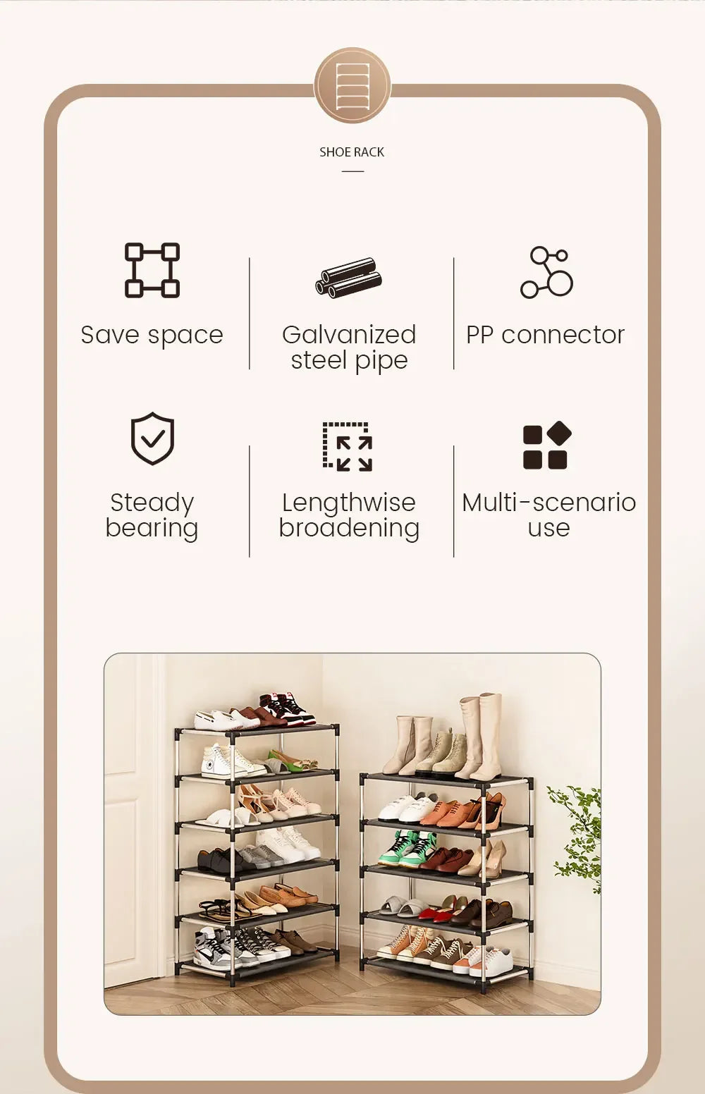 Metal Shoe Rack – Space Saving Black Shoe Storage Organizer