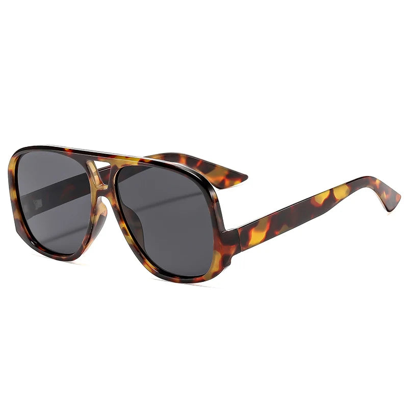 SO&EI Retro Double Bridges Pilot Women Sunglasses Fashion Candy Color Shades UV400 Trending Men Leopard Sun Glasses