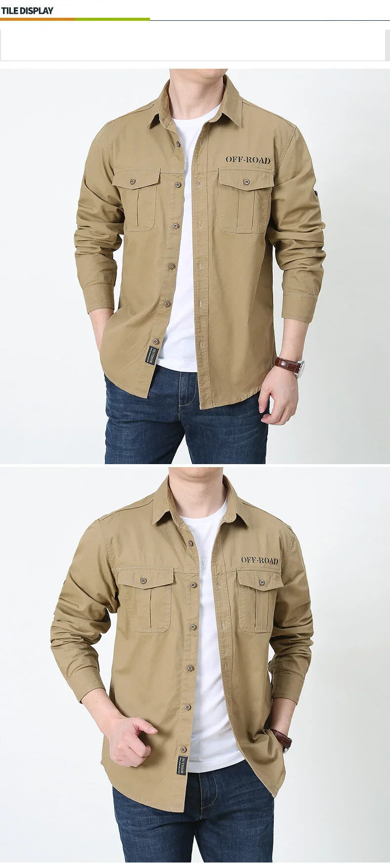 Men’s Outdoor Cotton Work Shirt – Multi-Pocket Safari Style