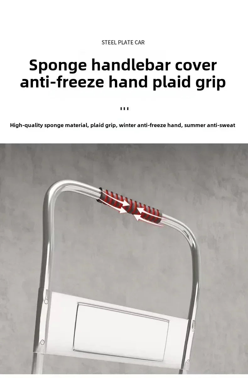 Steel plate trolley, four-wheel  truck, express pulling flatbed cart, small cart folding trailer, pushing and pulling trolley