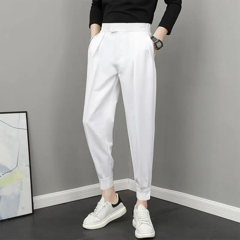 Men High Waist Casual Loose Spring Summer Pants