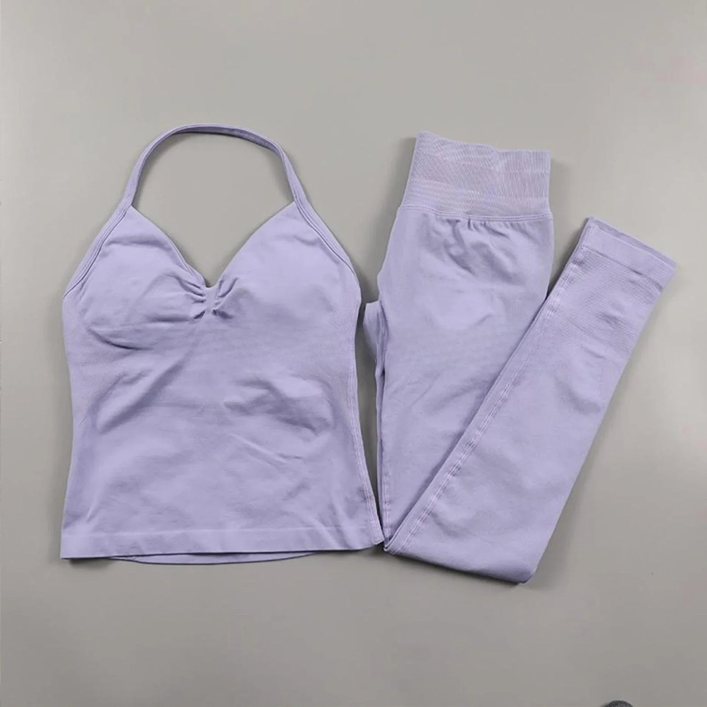 Women’s 2-Piece Fitness Set – Halter Vest & Hip-Lift Pants