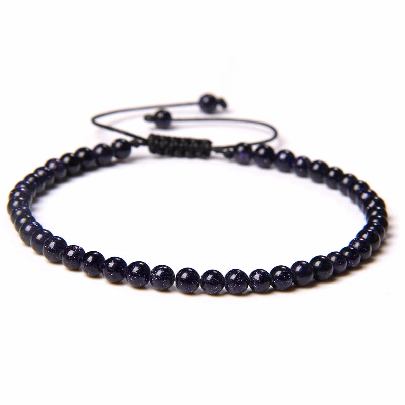 4MM Natural Stone Beaded Bracelet – Adjustable Unisex Quartz