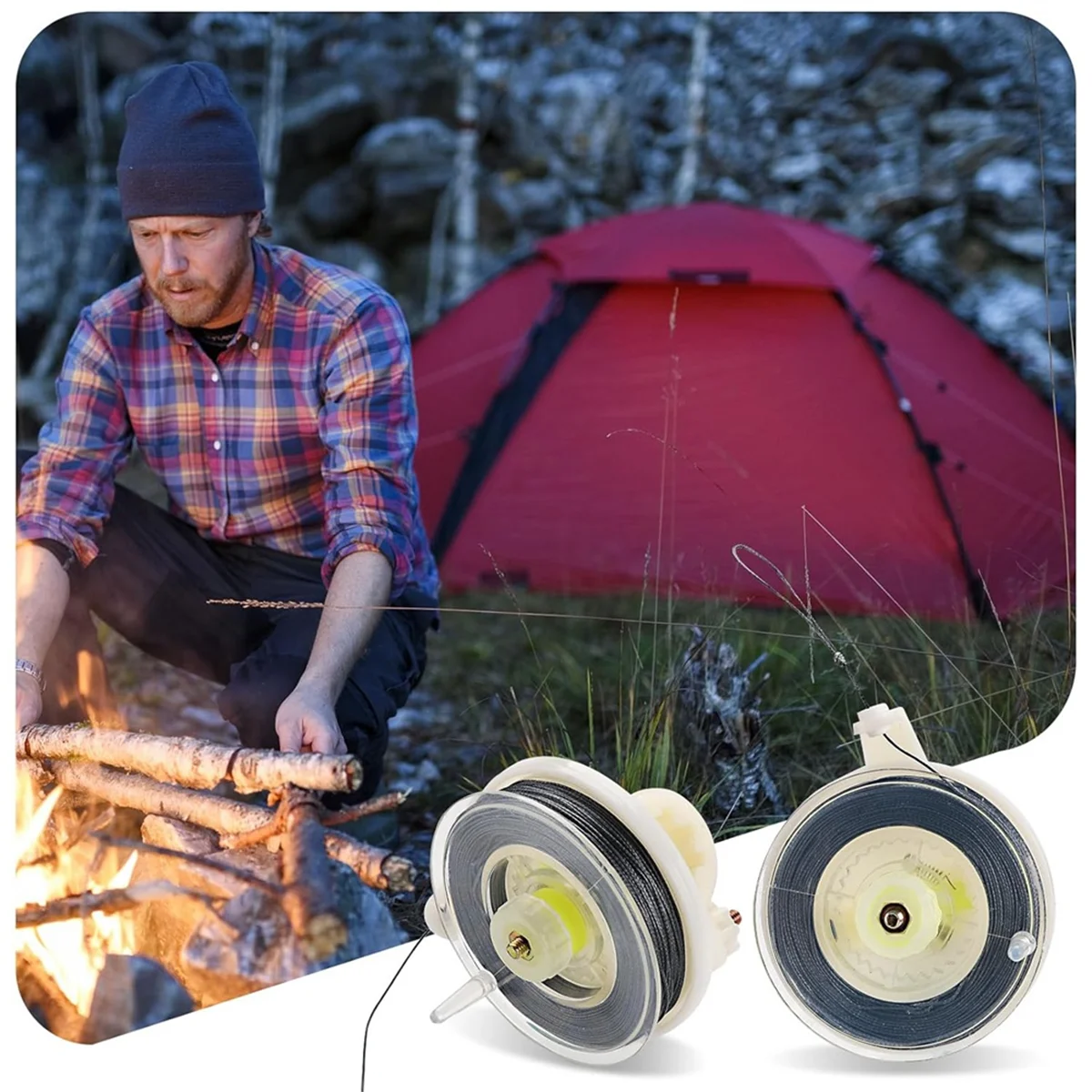 2 Pcs 85ft Trip Wire Reel for 12 Gauge Perimeter Alarms