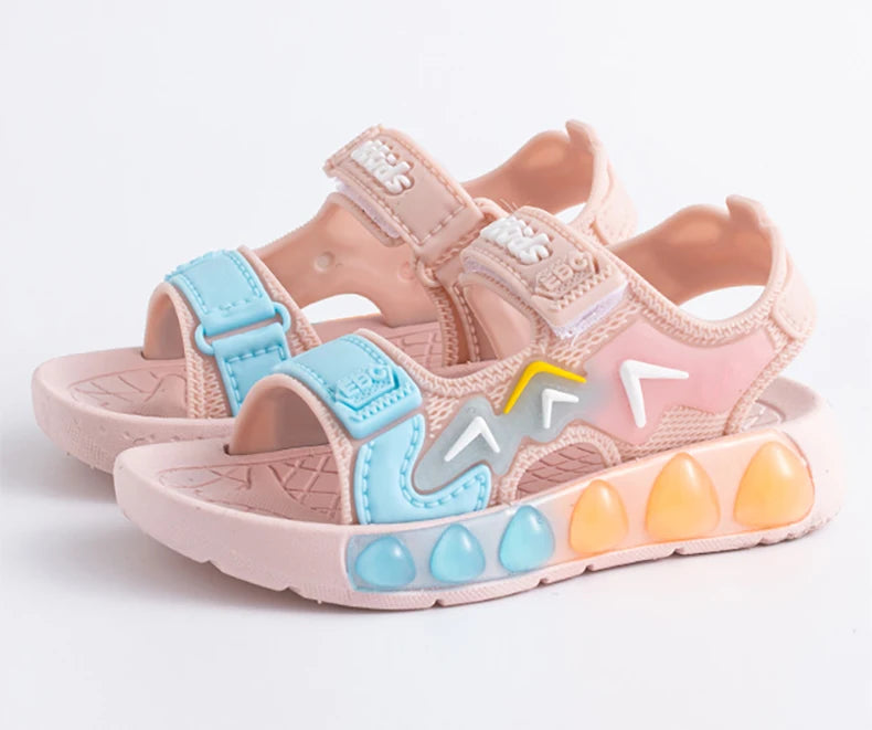 Sport Sandals For Children Breathable Wear-resistant Soft Shoes With Adjustable Velcro Boys & Girls Outdoor Footwear Summer