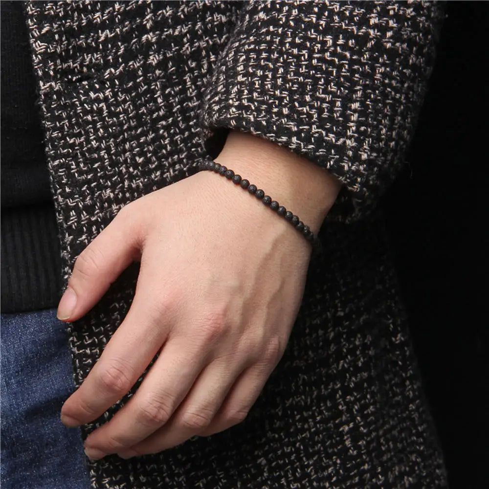 4MM Natural Stone Beaded Bracelet – Adjustable Unisex Quartz