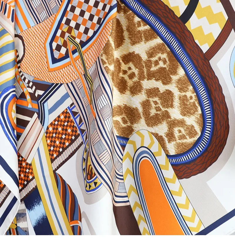 100% Silk Square Scarf – Fashion Neckerchief & Shawl 88cm