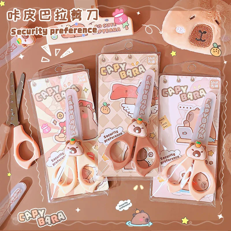 1pc School Useful Back To School Stationery Scissors Cute Capybara Craft Scissors Mini Scissors for Diy Children's Scissor