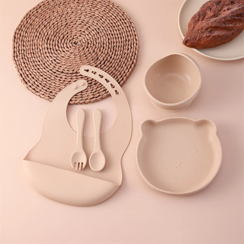 Kids 5PCS Silicone Feeding Set – BPA Free Dinnerware