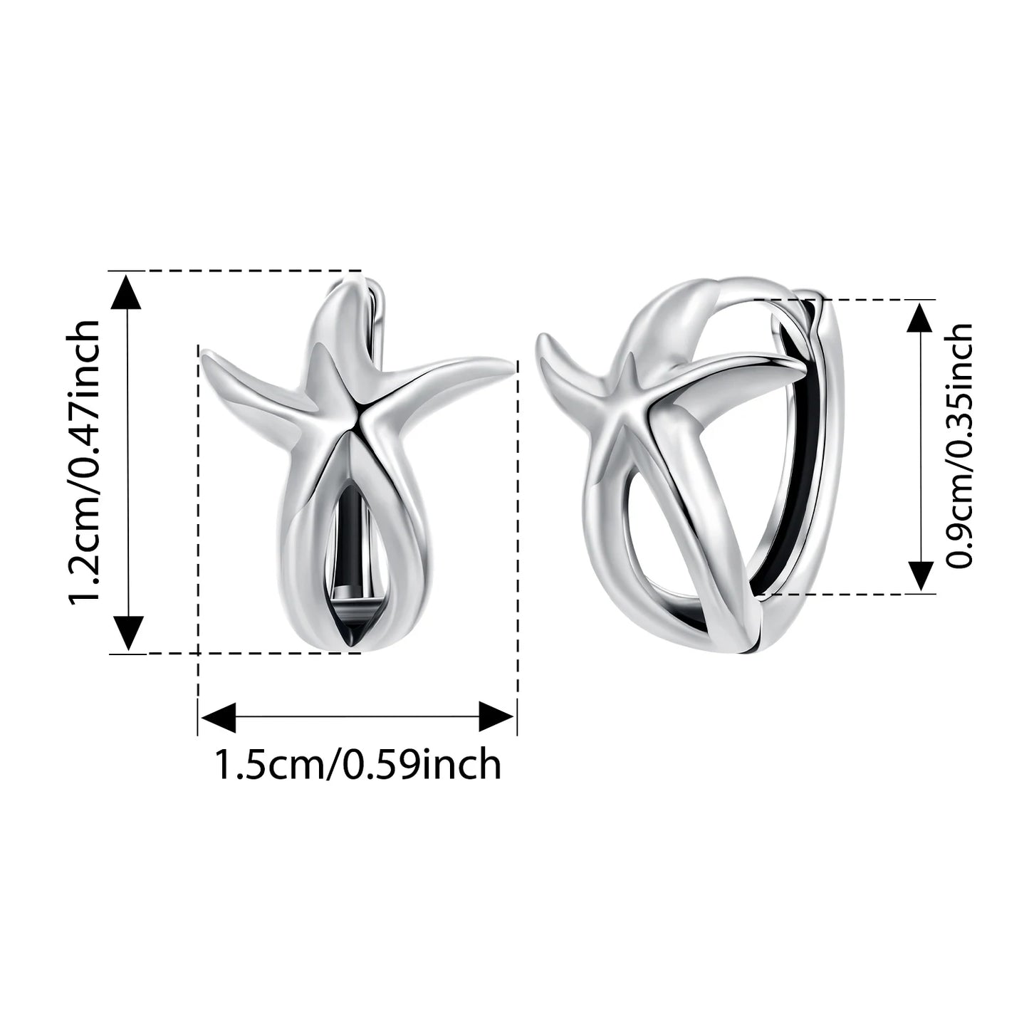 Bamoer 925 Silver Mermaid & Starfish Ocean Hoop Earrings