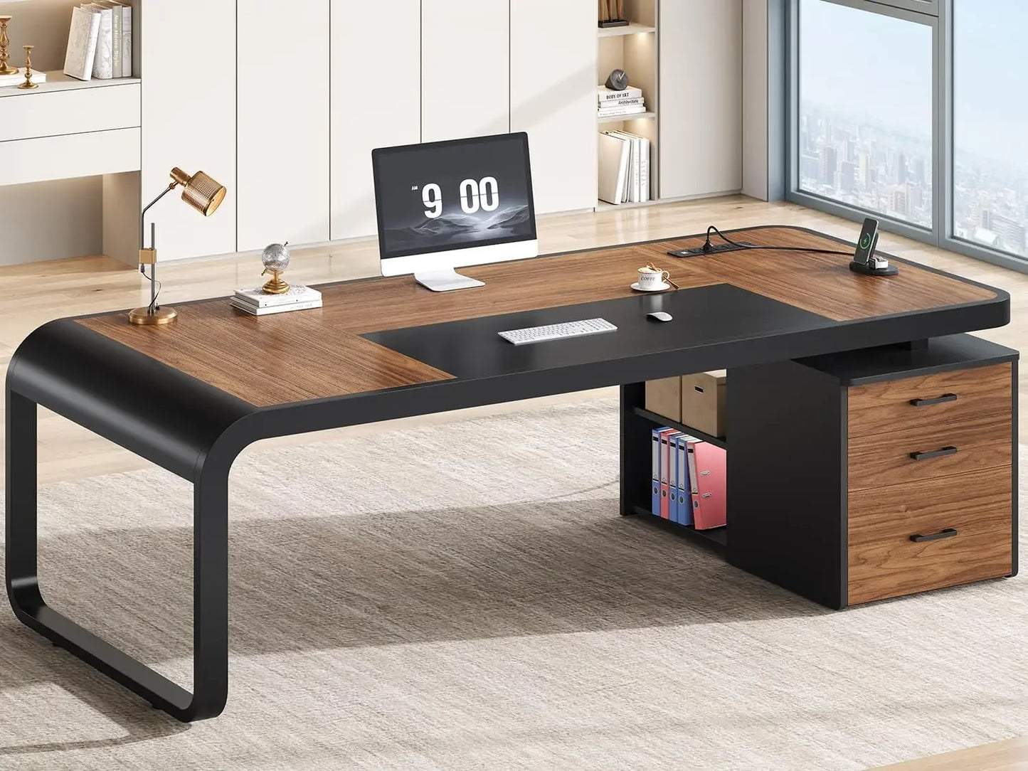 70.9" Executive Office Desk with Storage