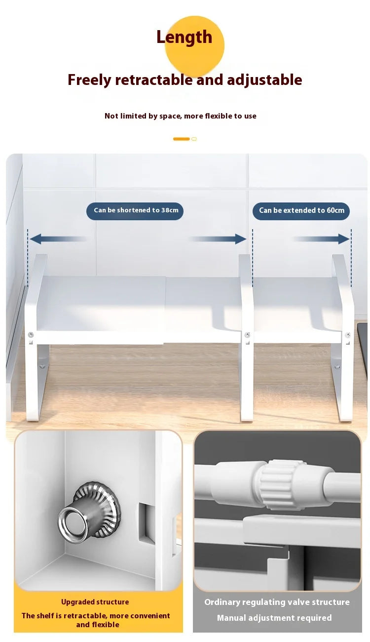 Retractable Kitchen Microwave Storage Rack Organizer