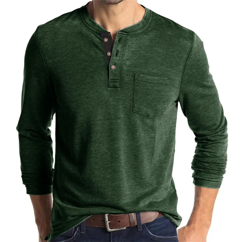 Men’s Casual Long Sleeve Elastic T-Shirt