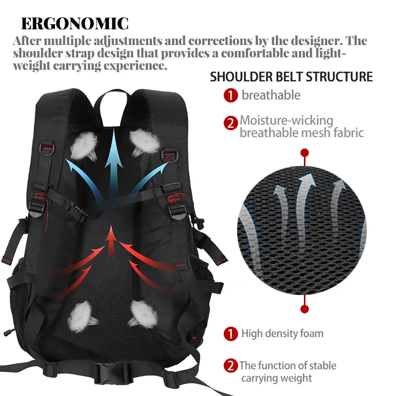 Travel backpack 40L waterproof lightweight outdoor hiking, men's and women's camping backpack