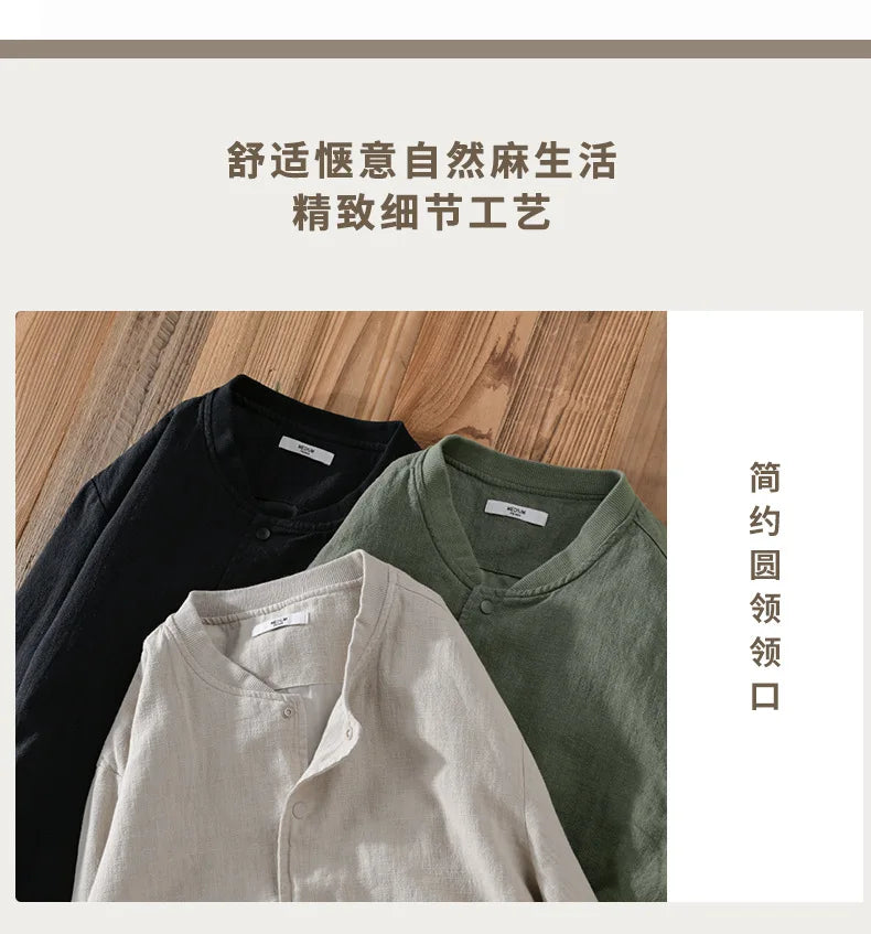 Men’s Cotton Linen Jacket – Casual Travel Stand Collar