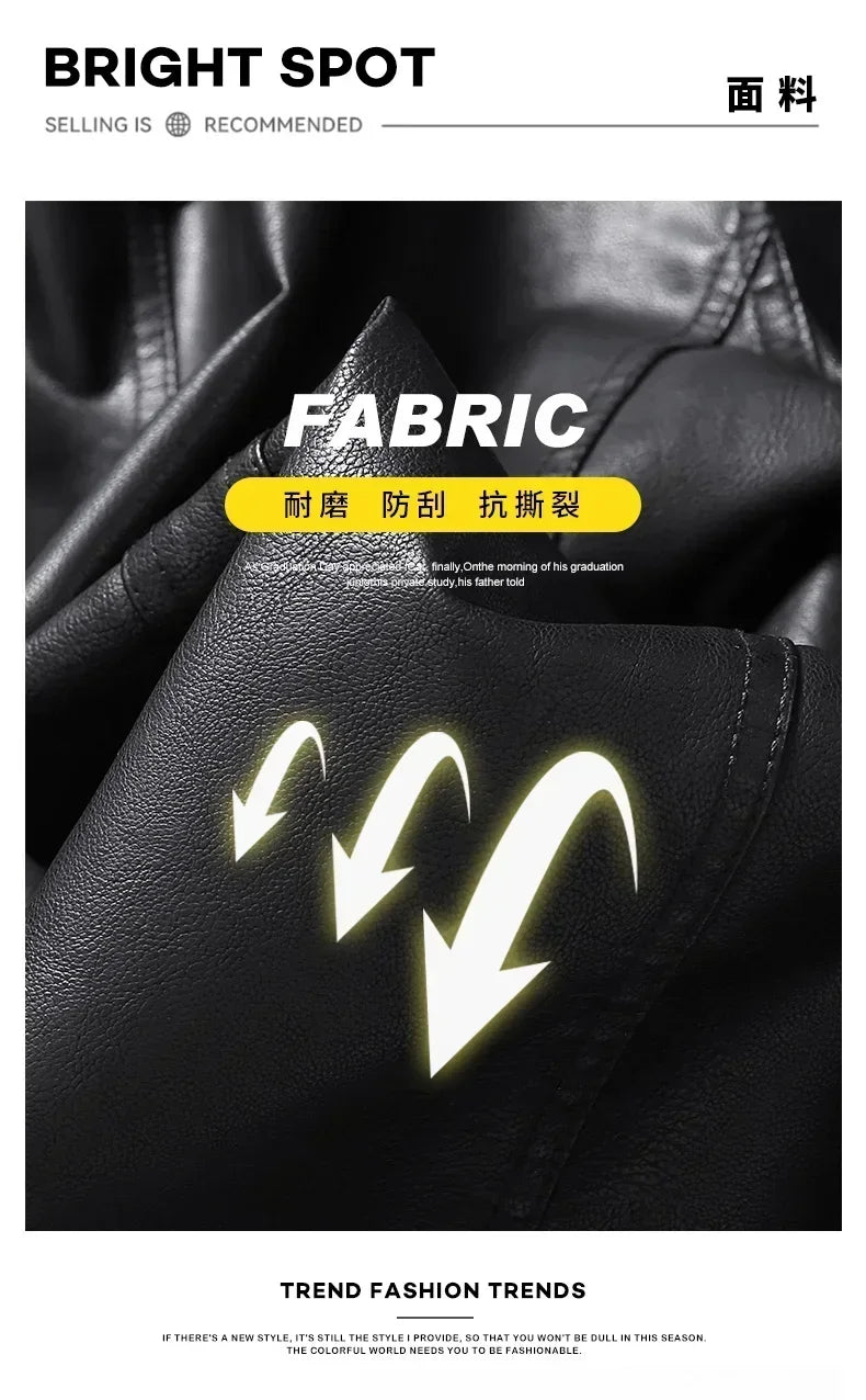 Men’s Slim Winter Leather Jacket with Fleece Lining