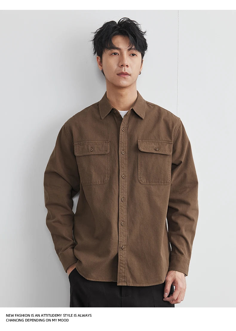 Men’s Cotton Work Shirt Jacket – Autumn Outdoor Safari Style