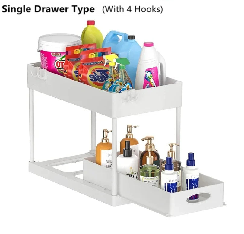 2-Tier Under Sink Organizer Sliding Drawer Rack
