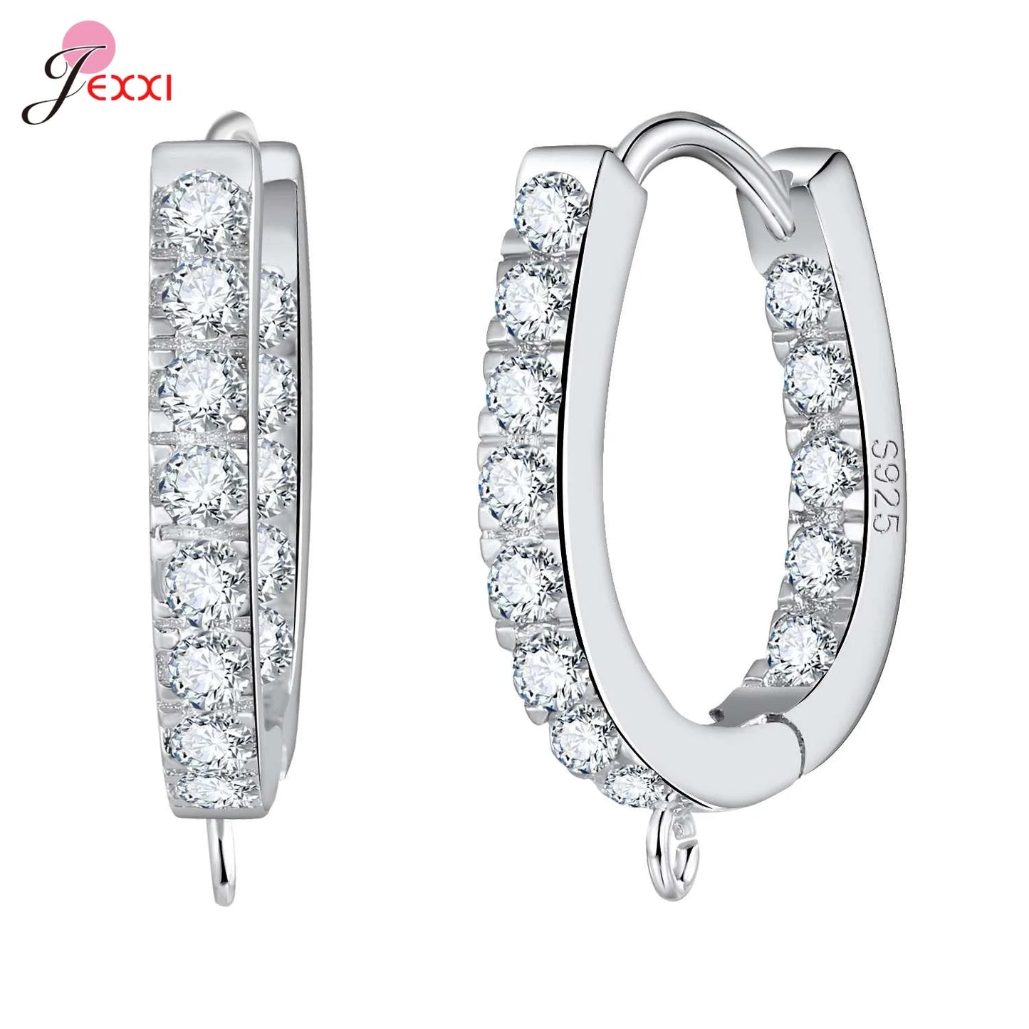 Trendy 925 Sterling Silver Earring Hooks For DIY Jewelry Makings Cubic Zirconia Earring Clasps Accessories