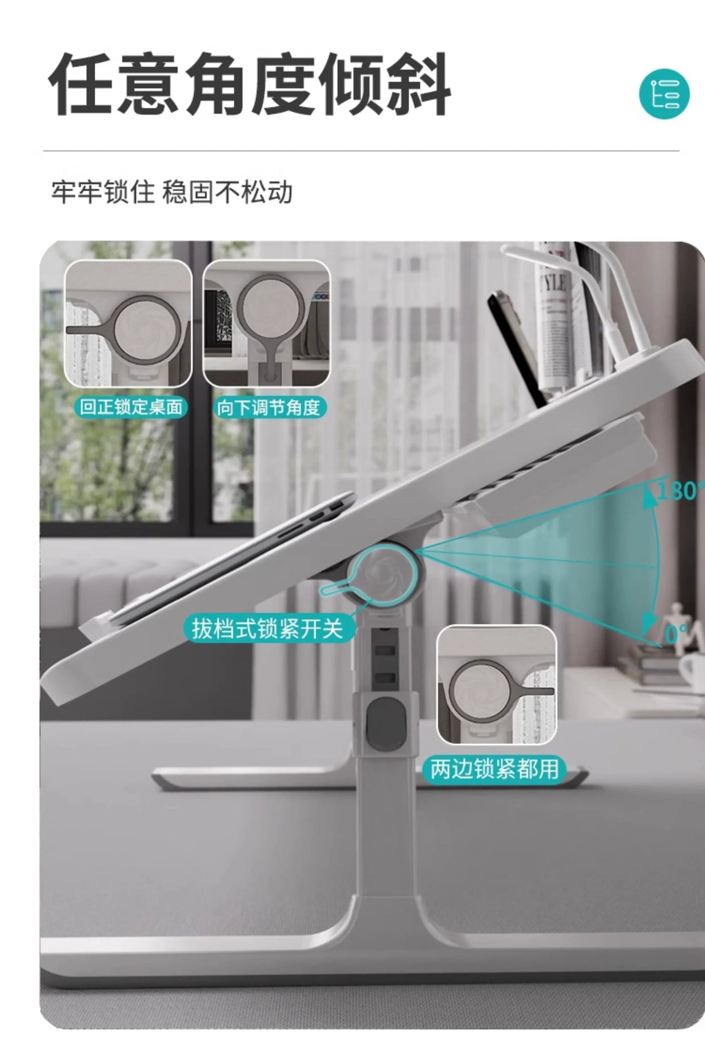Modern Wooden Office Desk with Keyboard Shelf & Wheels