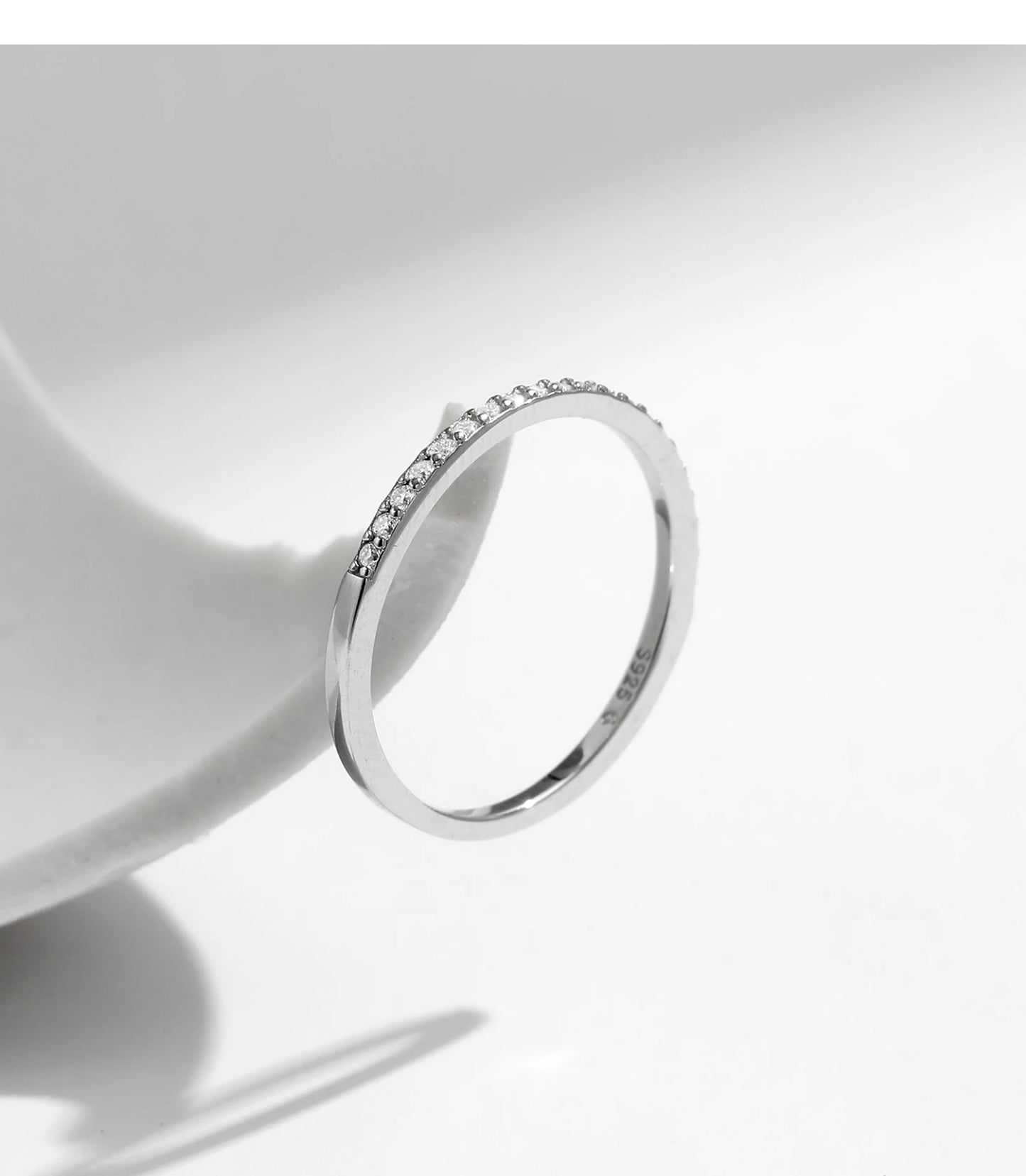 Moissanite Eternity Ring – 925 Sterling Silver Band