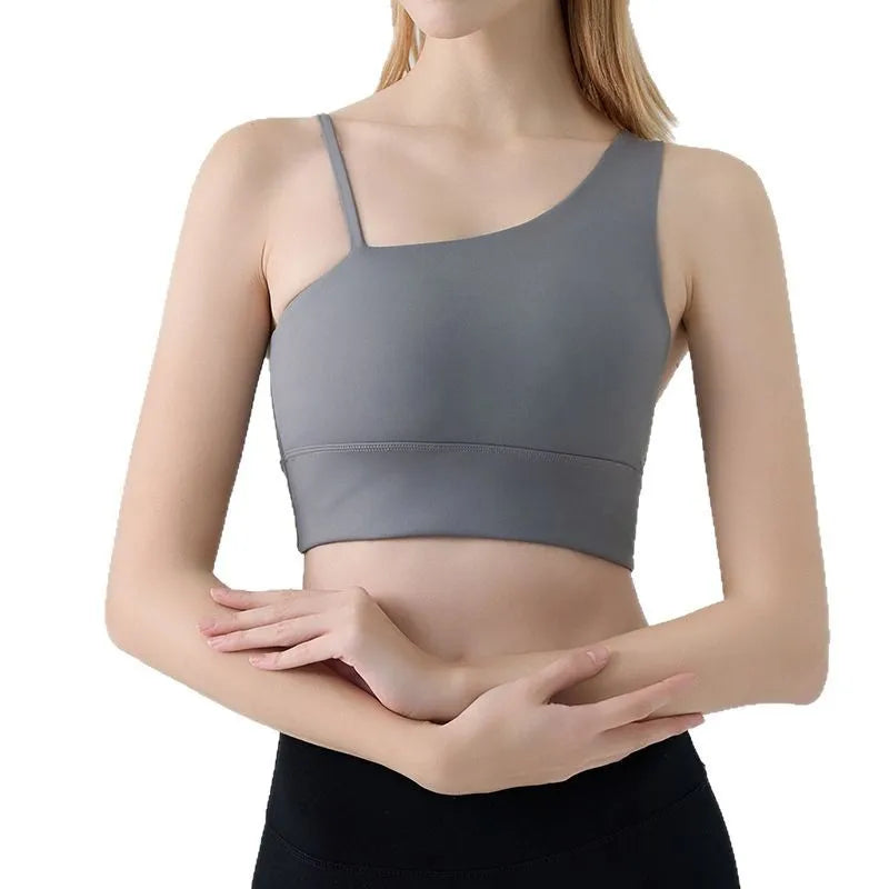 Sports Bra for Women, Shock-absorbing and Anti Sagging Bra, Worn Externally with Chest Cushion, Sloping Shoulder, Fitness Dance